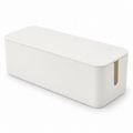 Soft White Medium Cable Storage Box with Lid on a white background