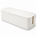 Soft White Large Cable Storage Box with Lid on a white background
