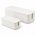 Soft White Small and Large Cable Storage Boxes, 2-Piece Set on a white background