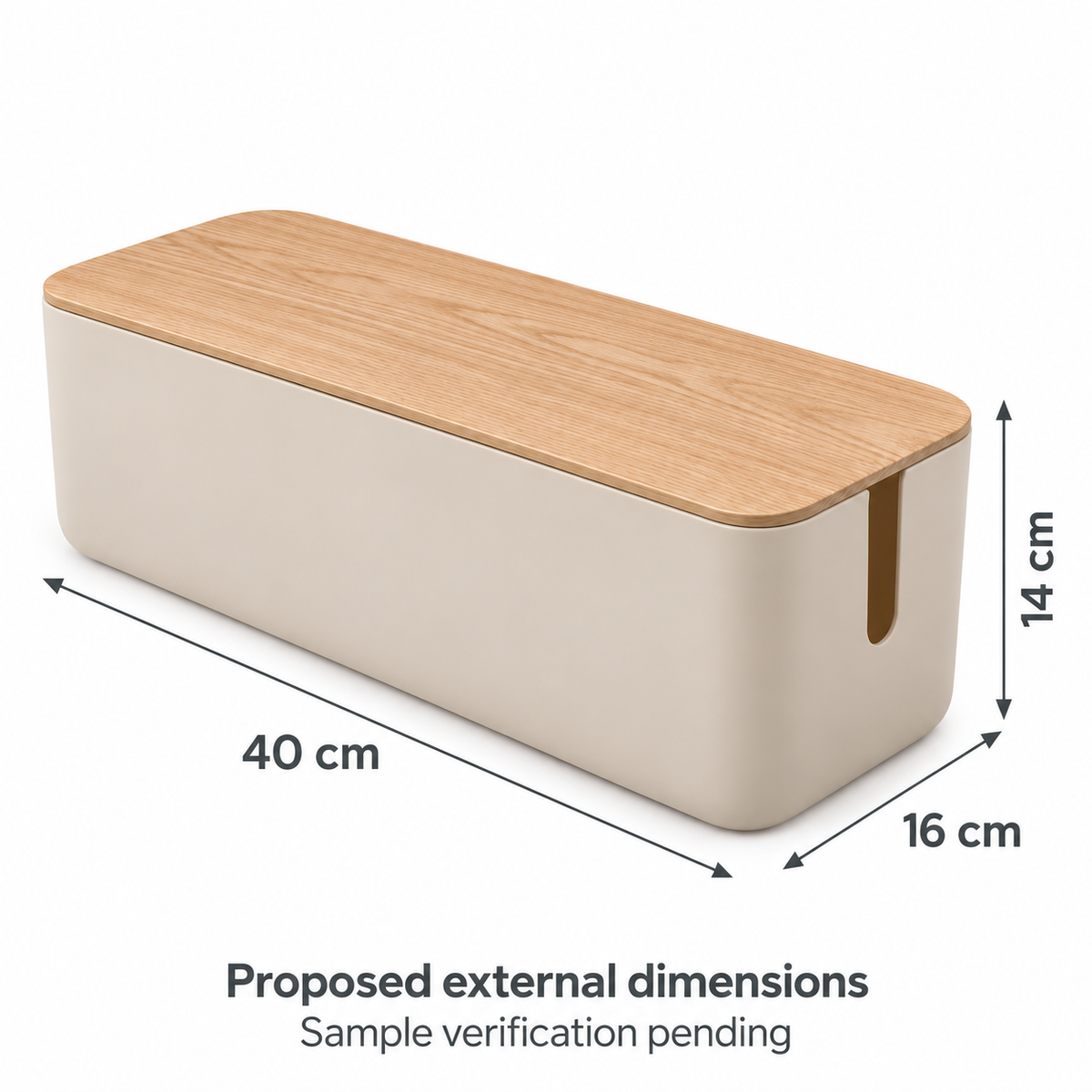 Natural Oat Large Cable Storage Box with Lid with proposed external dimensions
