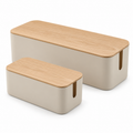 Natural Oat Small and Large Cable Storage Boxes, 2-Piece Set on a white background
