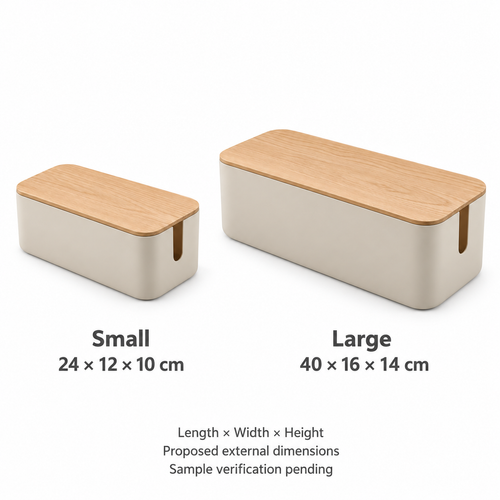 Natural Oat Small and Large Cable Storage Boxes, 2-Piece Set with proposed external dimensions