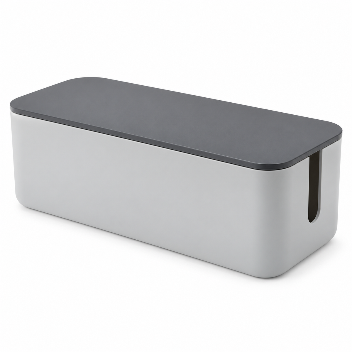 Slate Grey Medium Cable Storage Box with Lid on a white background