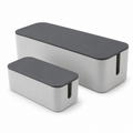Slate Grey Small and Large Cable Storage Boxes, 2-Piece Set on a white background