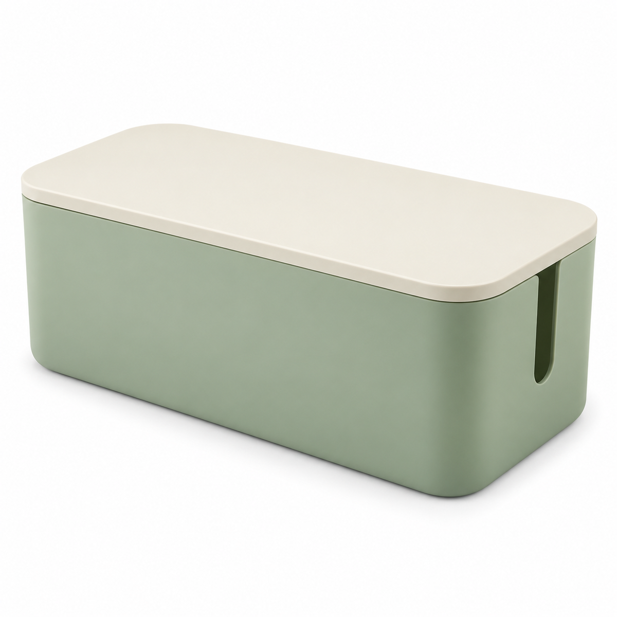 Sage Calm Small Cable Storage Box with Lid on a white background