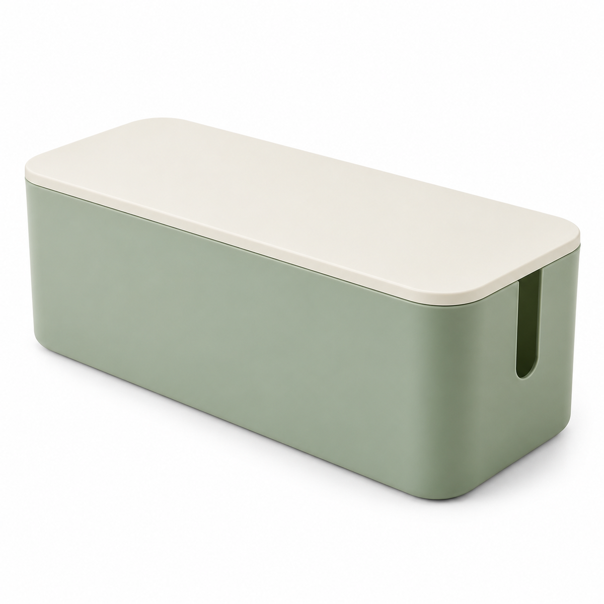 Sage Calm Medium Cable Storage Box with Lid on a white background
