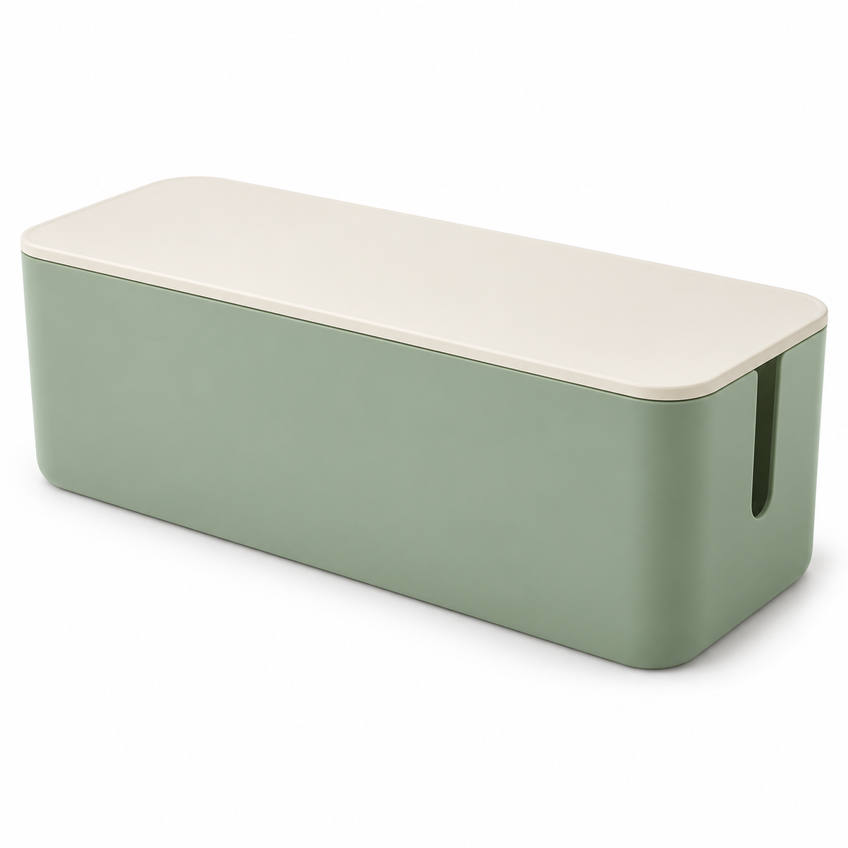 Sage Calm Large Cable Storage Box with Lid on a white background