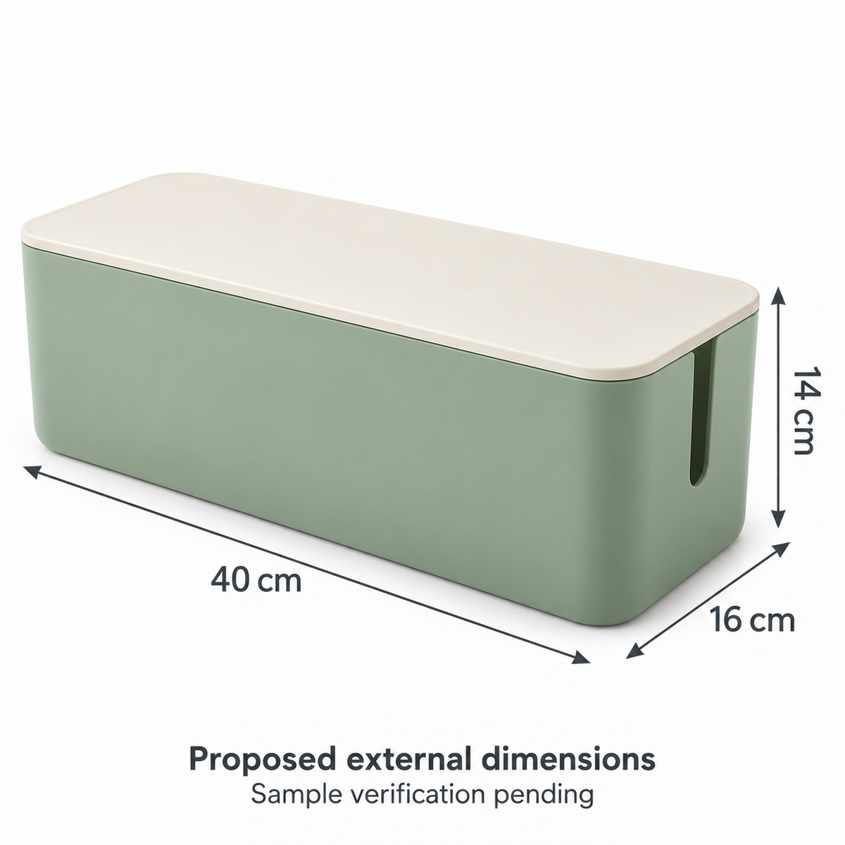 Sage Calm Large Cable Storage Box with Lid with proposed external dimensions
