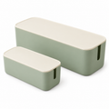 Sage Calm Small and Large Cable Storage Boxes, 2-Piece Set on a white background