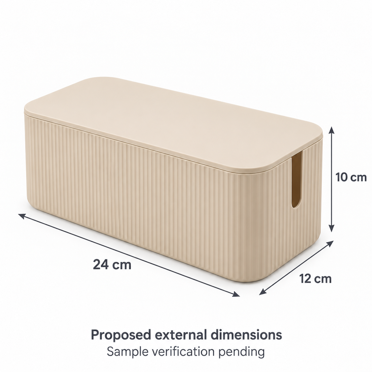 Sand Rib Small Cable Storage Box with Lid with proposed external dimensions