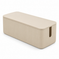 Sand Rib Medium Cable Storage Box with Lid on a white background
