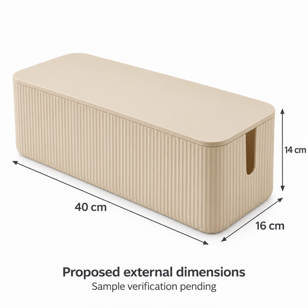 Sand Rib Large Cable Storage Box with Lid with proposed external dimensions